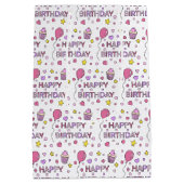 Roze en geel Happy Birthday Girl Medium Cadeauzakje (Achterkant)