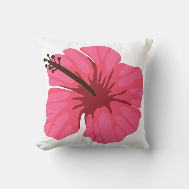 Roze en geel Hibiscus Pillow Kussen (Voorkant)