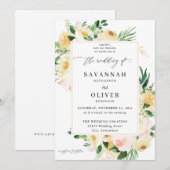 Roze en geel huwelijk 2 kaart (Voorkant / Achterkant)