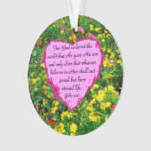 ROZE EN GEEL JOHN 3:16 BLOEMFOTO ORNAMENT (voorkant)