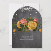 Roze en geel karton Heirloom Roos Weddenschap Kaart (Achterkant)