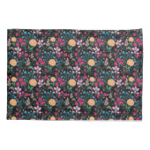 roze en geel, klein, Floral zwart design Kussensloop (Achterkant)