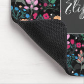  roze en geel, klein, Floral zwart design Muismat (Hoek)