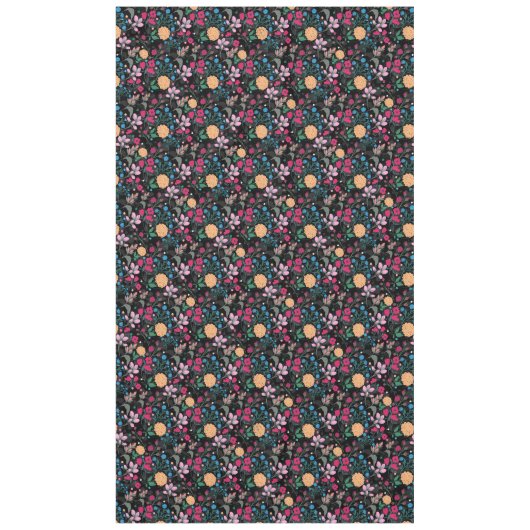  roze en geel, klein, Floral zwart design Tafelkleed (Voorkant)