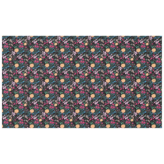  roze en geel, klein, Floral zwart design Tafelkleed (Voorkant (Horizontaal))