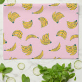 Roze en Geel Koel Bananenpatroon Theedoek (Gevouwen)