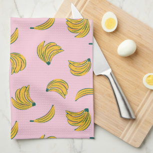 Roze en Geel Koel Bananenpatroon Theedoek