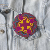 Roze en Geel Kruis Ronde Button 4,0 Cm (In situ)