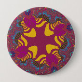 Roze en Geel Kruis Ronde Button 4,0 Cm (Voorkant)