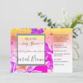 ROZE EN GEEL  LANGE AFSTAND BABY SHOWER KAART (Staand voorkant)