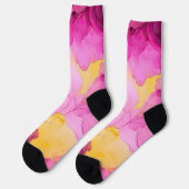 Roze en Geel Marmer Sokken (Links)