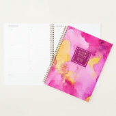 Roze en Geel Marmeren Douanenaam en Jaar Planner (Display)