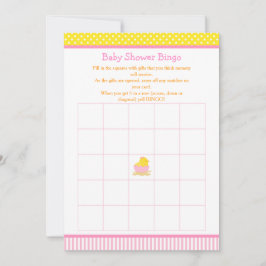 Roze en Geel Meisje Chick Baby shower Bingo Kaart