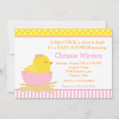 Roze en Geel Meisje Chick Baby shower Kaart (Voorkant)