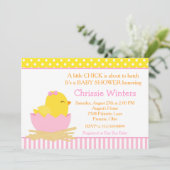 Roze en Geel Meisje Chick Baby shower Kaart (Staand voorkant)