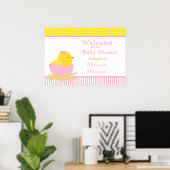 Roze en Geel Meisje Chick Baby shower Party Poster (Thuiskantoor)