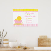 Roze en Geel Meisje Chick Baby shower Party Poster (Keuken)