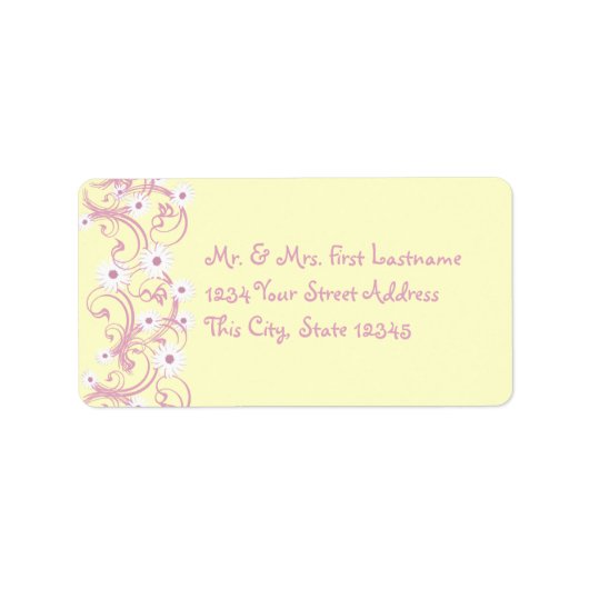 Roze en Geel met Daisies Etiket (Voorkant)