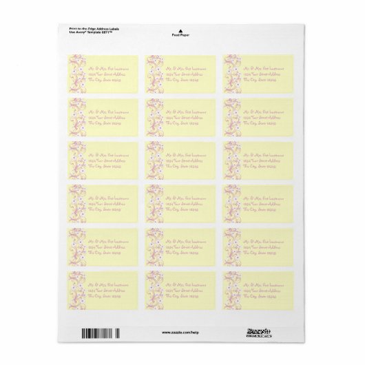 Roze en Geel met Daisies Etiket (Full Sheet)