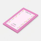 Roze en geel met sterren en naam post-it® notes (Schuin)