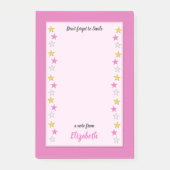Roze en geel met sterren en naam post-it® notes (Voorkant)