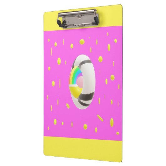 Roze en geel met wereldbol middenzakmap klembord (Links)