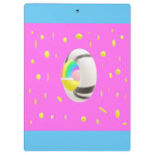 Roze en geel met wereldbol middenzakmap klembord (Achterkant)