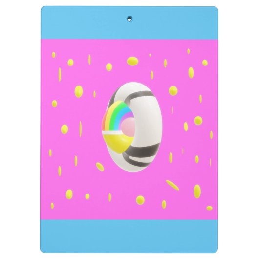 Roze en geel met wereldbol middenzakmap klembord (Achterkant)