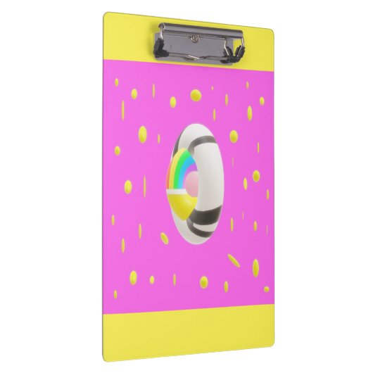 Roze en geel met wereldbol middenzakmap klembord (Rechts)