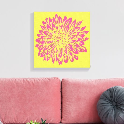 Roze en geel muurdecor canvas afdruk (Insitu (Woonkamer))