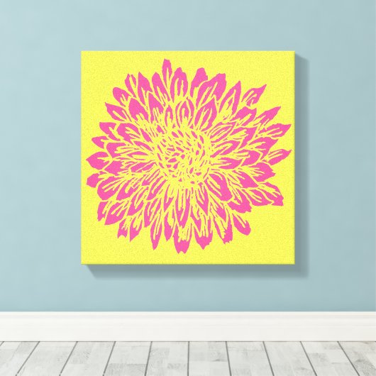 Roze en geel muurdecor canvas afdruk (Insitu (Houten vloer))