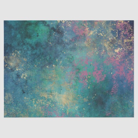 Roze en geel plaatje op groene ontkoppeling tissuepapier (Voorkant)