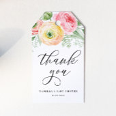 Roze en Geel Ranunculus Baby shower Dank u Cadeaulabel
