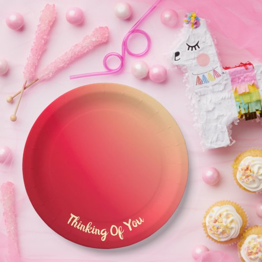 Roze en geel rood papieren bordje (Feest)