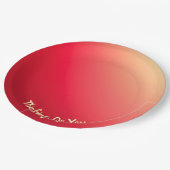 Roze en geel rood papieren bordje (Gekanteld)