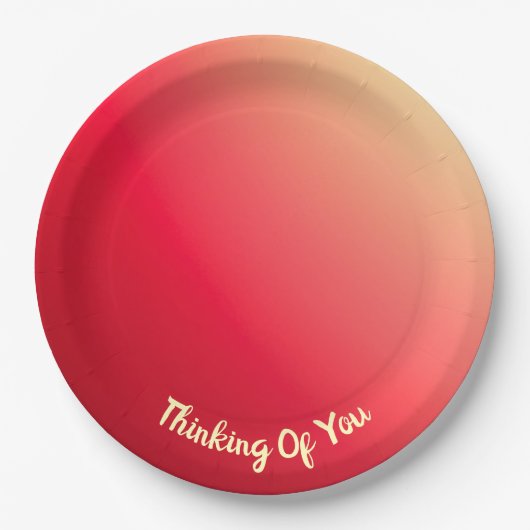 Roze en geel rood papieren bordje (Voorkant)