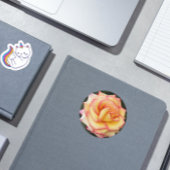 Roze en geel Roos Floral Ronde Sticker
