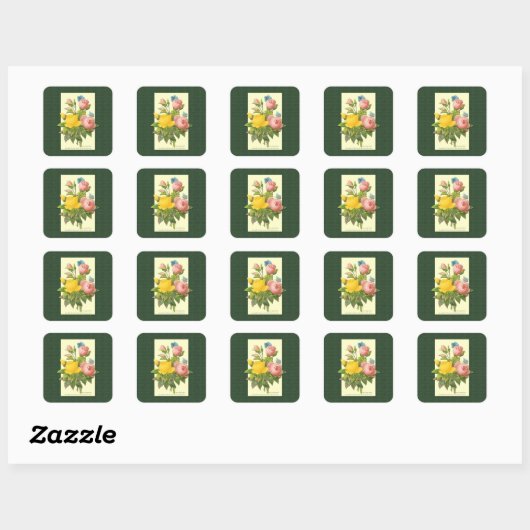 Roze en Geel Rozen Sticker (Vel)
