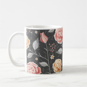 Roze en geel rozenpatroon met mooie hand koffiemok