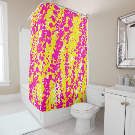 Roze en geel spatpatroon douchegordijn