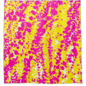 Roze en geel spatpatroon douchegordijn (Voorkant)