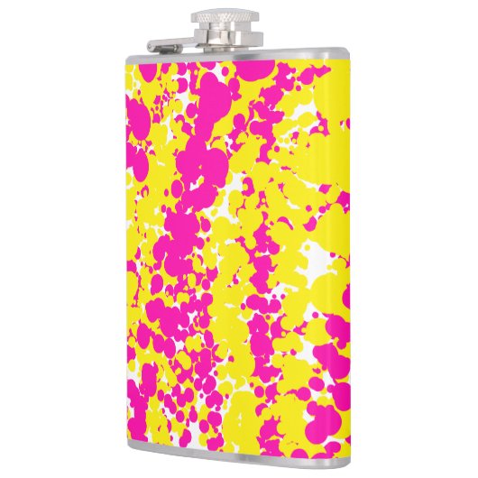 Roze en geel spatpatroon heupfles (Links)