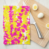 Roze en geel spatpatroon theedoek (Quarter Fold)