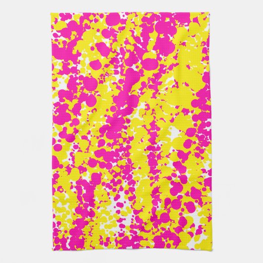 Roze en geel spatpatroon theedoek (Verticaal)