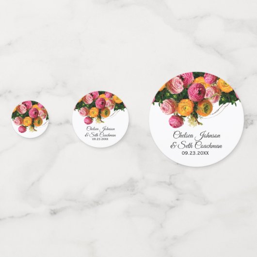 Roze en geel tuingoed confetti (Voorkanten)