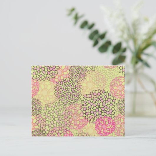 Roze en geel ventilatorontwerp briefkaart (Staand voorkant)