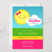 Roze en Geel Zonneschijn Verjaardagsfeest Magnetische Uitnodiging (Voorkant)