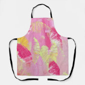 Roze en Gele Abstracte Kunst All-Over Print Schort (Voorkant)