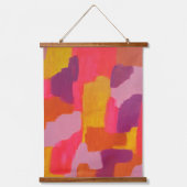 Roze en gele Abstracte kunst Hangend Wandkleed (Voorkant)