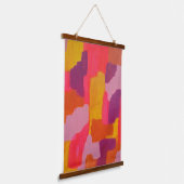 Roze en gele Abstracte kunst Hangend Wandkleed (Gebogen)